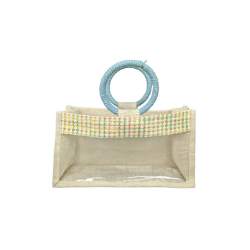 Nest Handle Transparent Window Jute Handbag