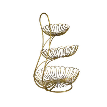 Tritier Gold Wire Fruit Basket Stand
