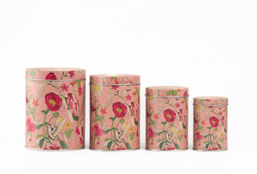 Floral Bird Print Metal Storage Tins