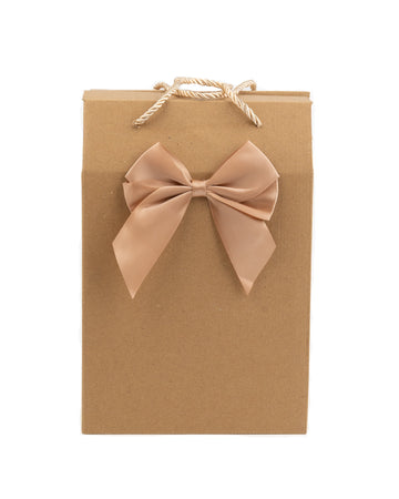 Charming Kraft Foldable Paper Box with Rope Handles and Satin Bow
