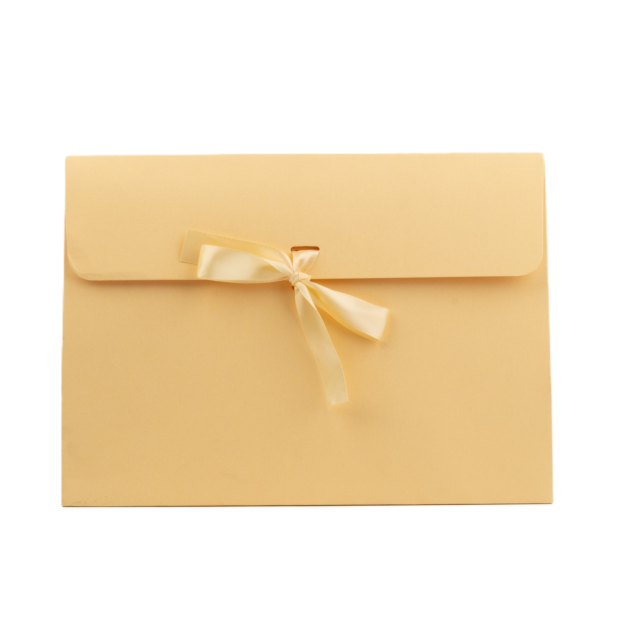 Yellow Envelope Foldable Paper Box with Ribbon Tie