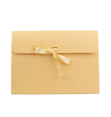 Yellow Envelope Foldable Paper Box with Ribbon Tie
