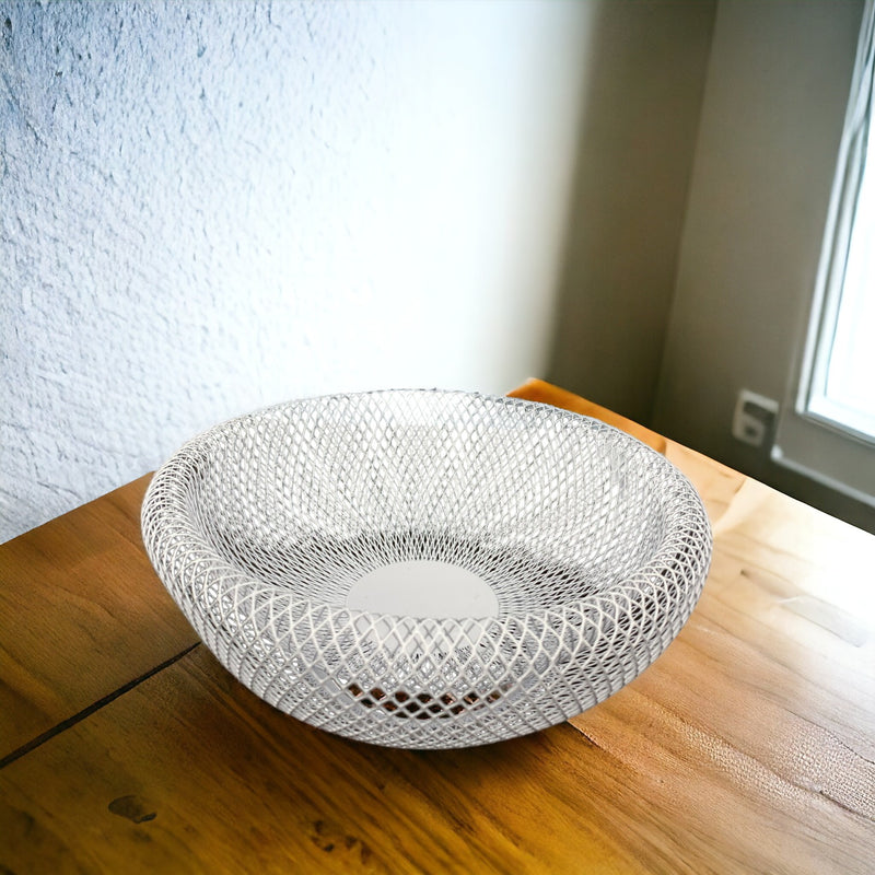Round Metallic Net Design Fruit Basket
