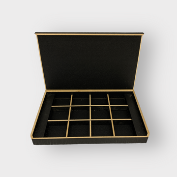 MDF Wooden Black Box with 12 Partitions