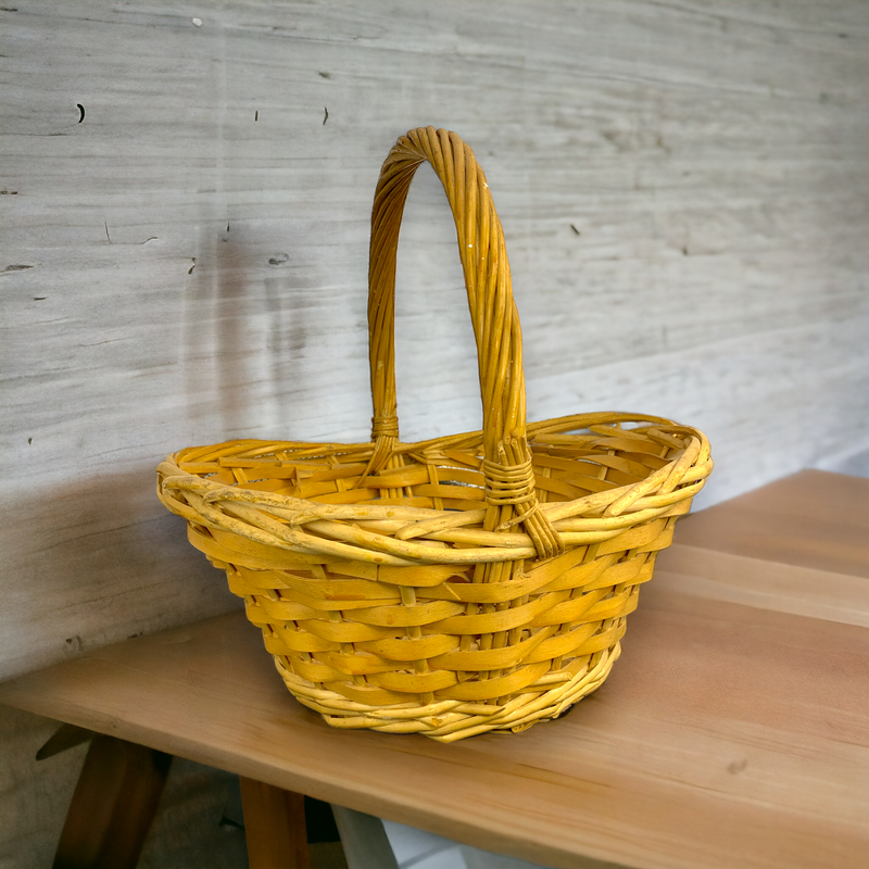 Round Shape Single Bamboo Basket with Handle