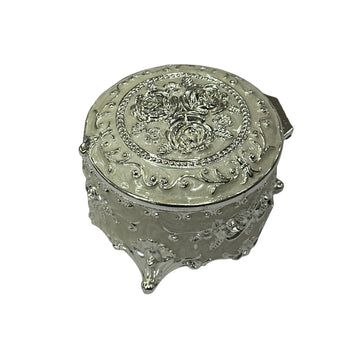 Rose-Engraved Silver Ginni Box with Velvet Lining