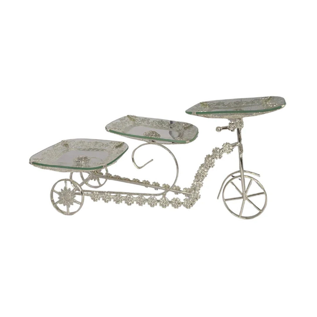 Three Tier Floral Wheel Tricycle Dessert Stand
