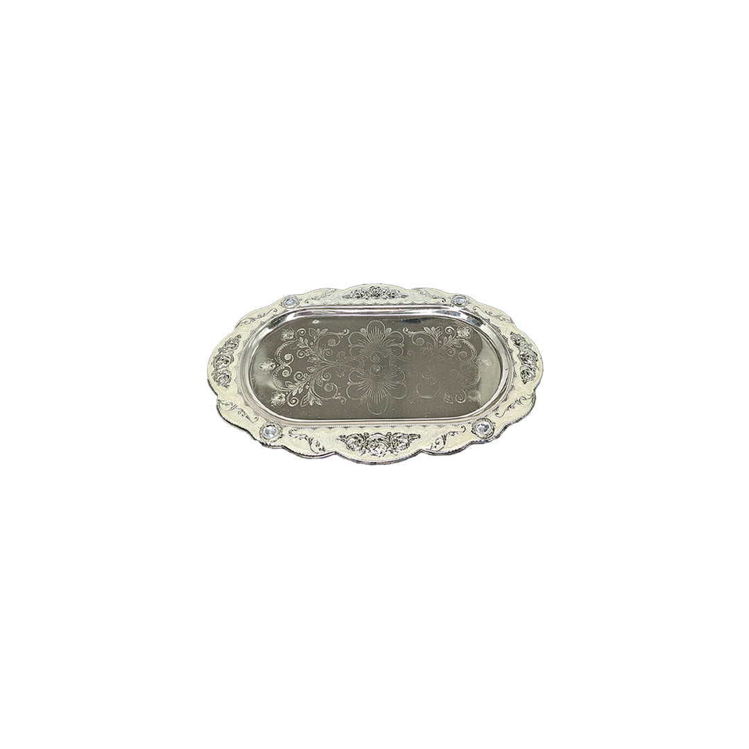 Royal Floral Silver Plated Oval Tray