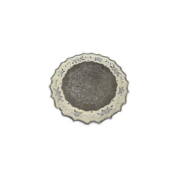 Floral Engraving Silver Plated Round Tray