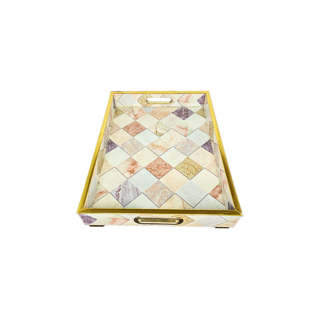 Multicolour Marble Mosaic Serving Tray