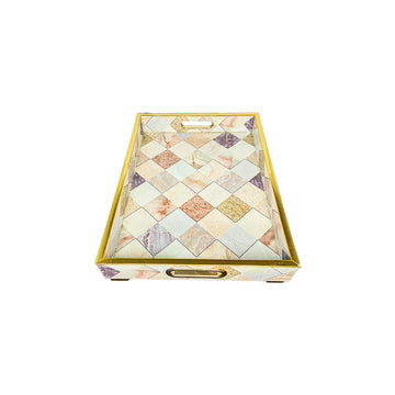 Multicolour Marble Mosaic Serving Tray