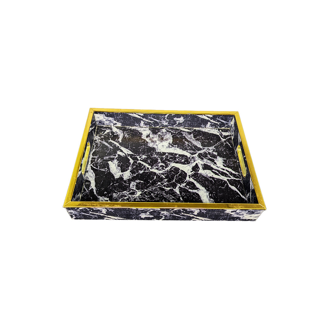 Thundering Black Marble Serving Tray