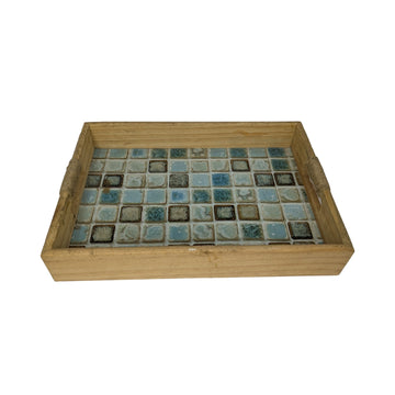 Mosaic Tile Pattern Wooden Serving Tray