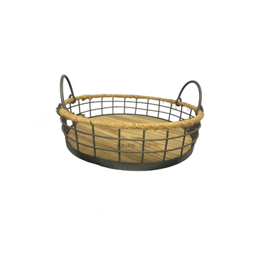 Rope Border Farm Style Round Tray