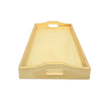 Rectangular Wooden Serving Tray with Handle Cutouts
