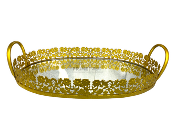 Gold Floral Cutwork Serving Tray