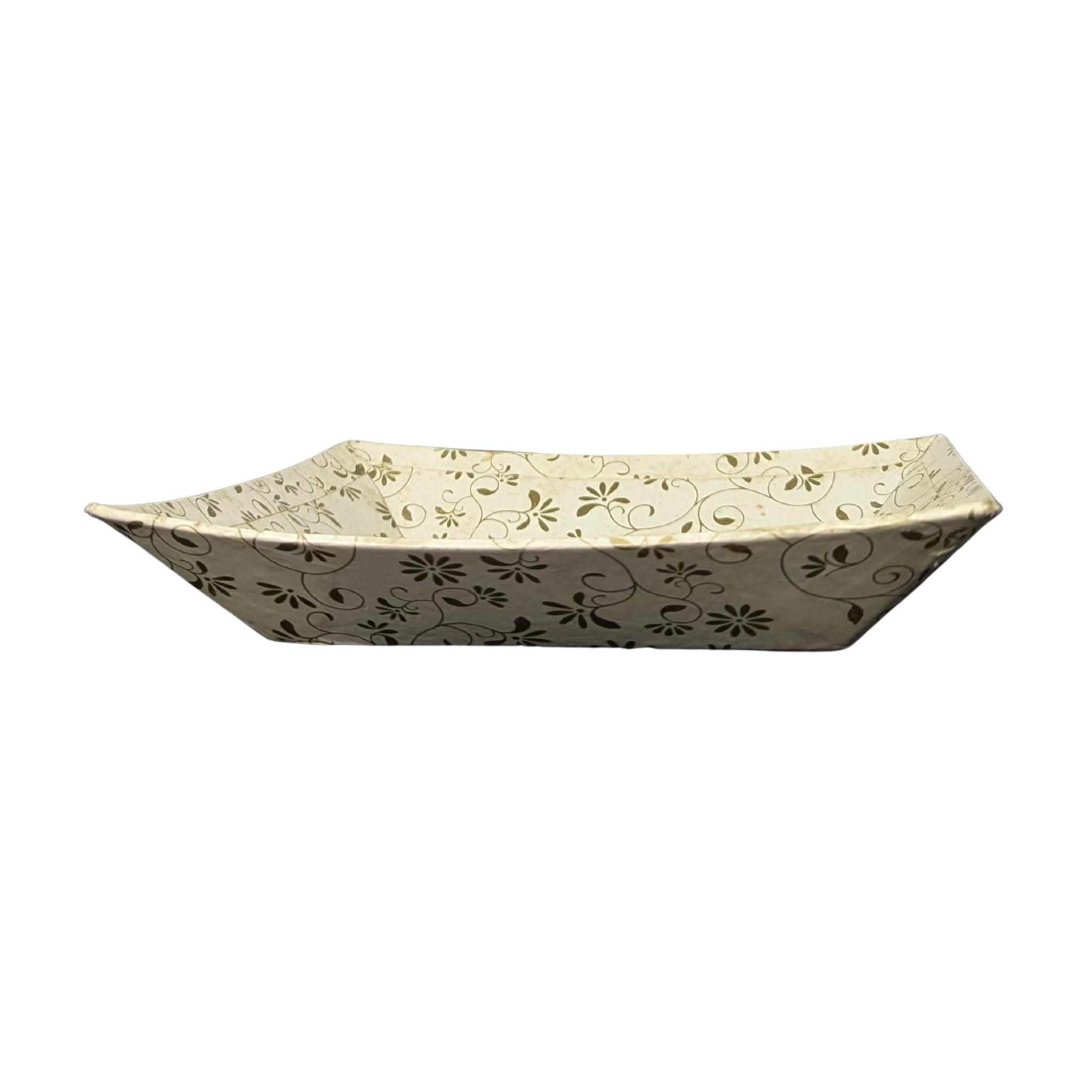 Floral Print Rectangular White Serving Tray