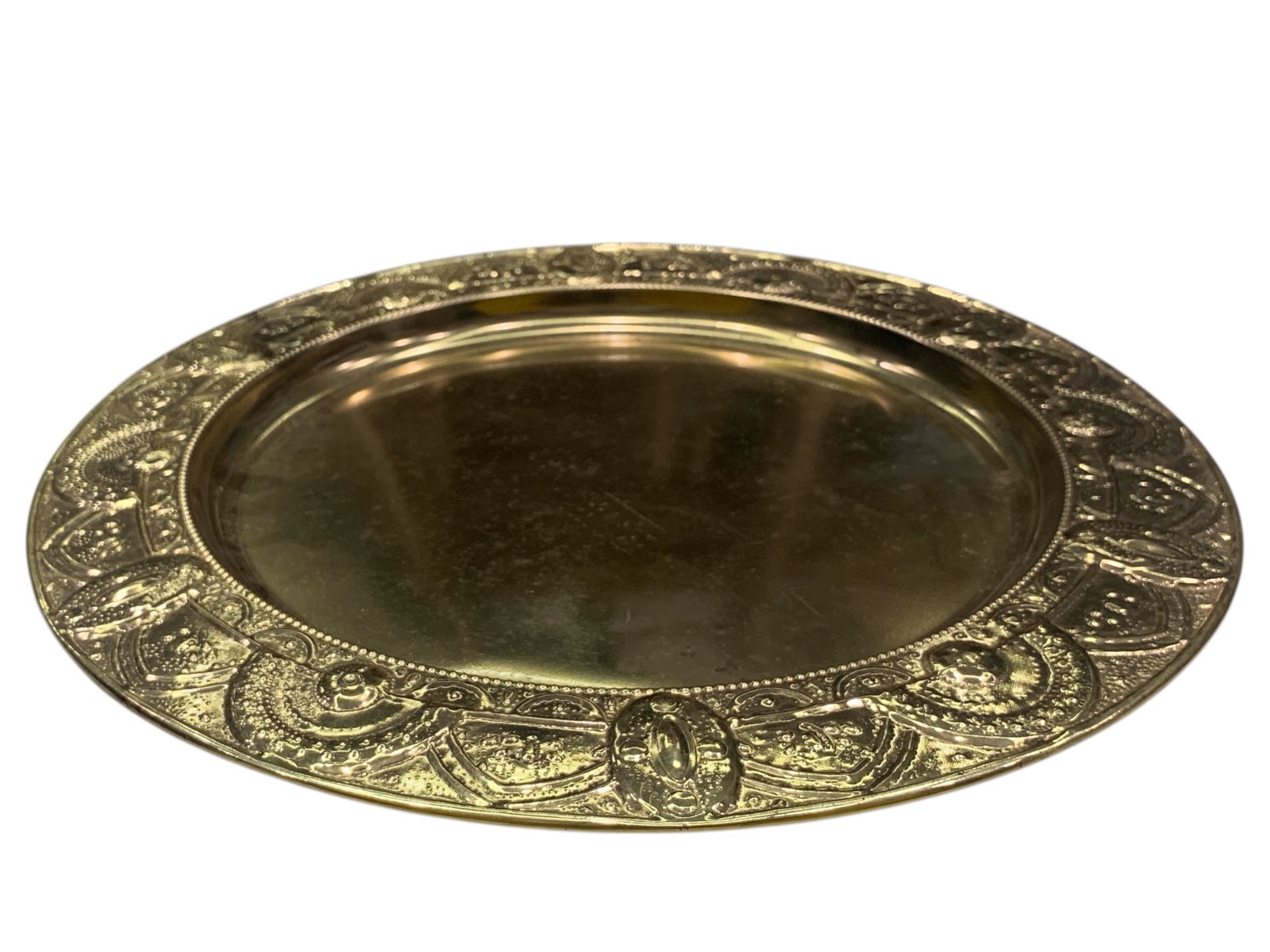 Hand Etched Ornamental Border Metal Tray