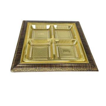 Golden Compartment Serving Tray