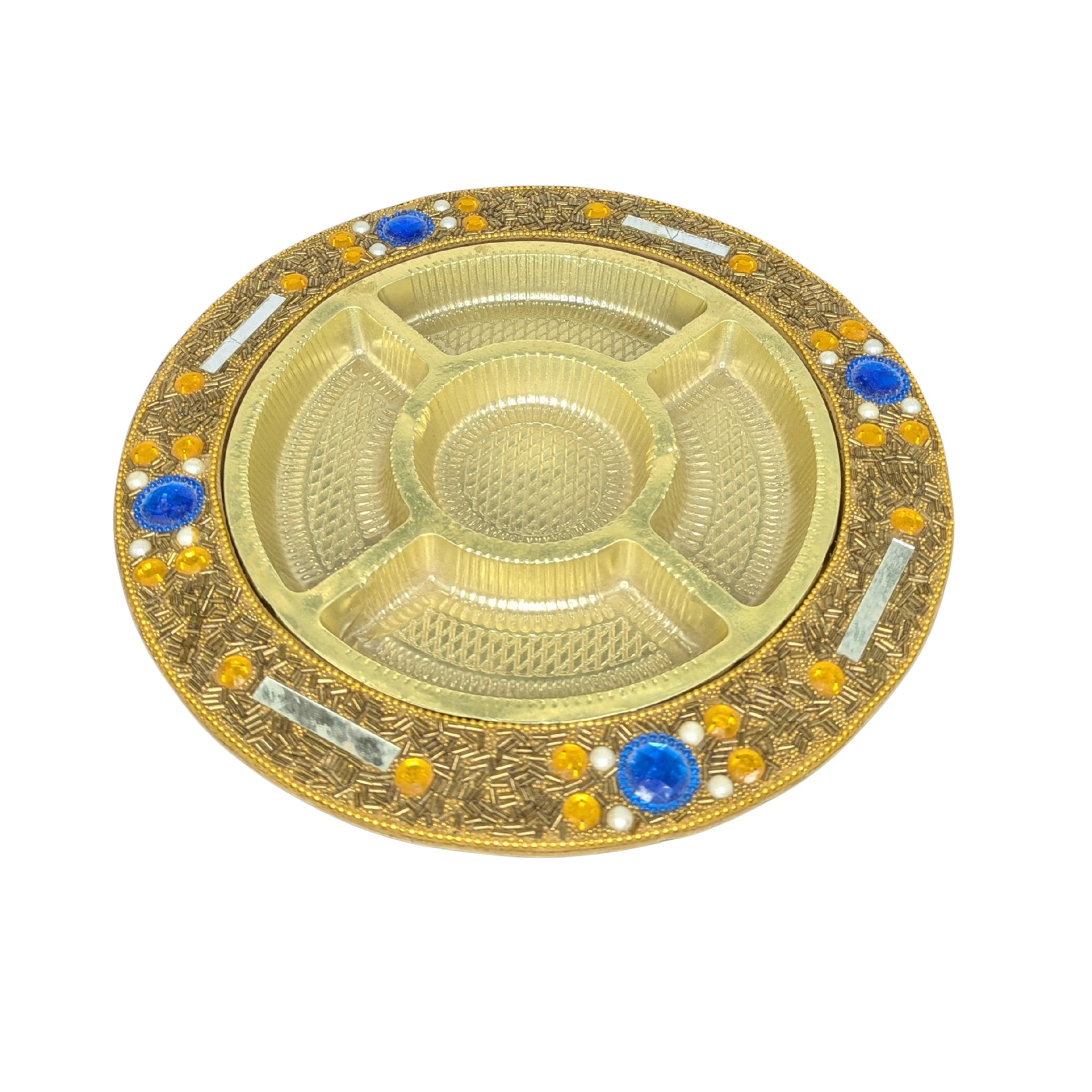 Round Decorative Golden 5 Compartment Serving Tray