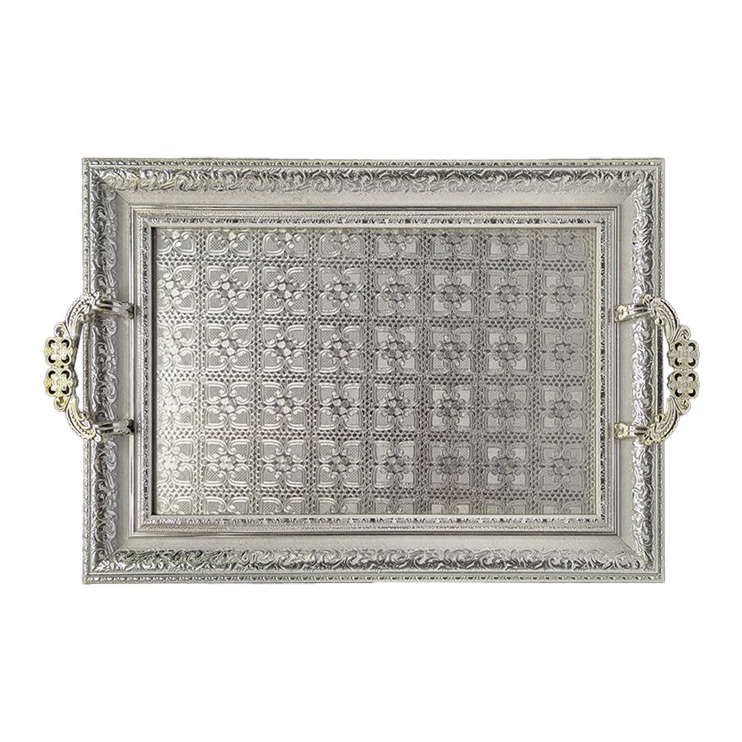 Embossed Silver Plated Tray With Fiber Glass Base
