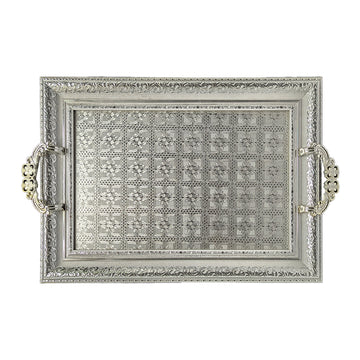 Embossed Silver Plated Tray With Fiber Glass Base