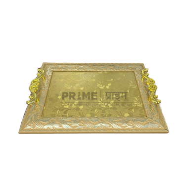 Floral Patterned Base Ornamental Handles Tray