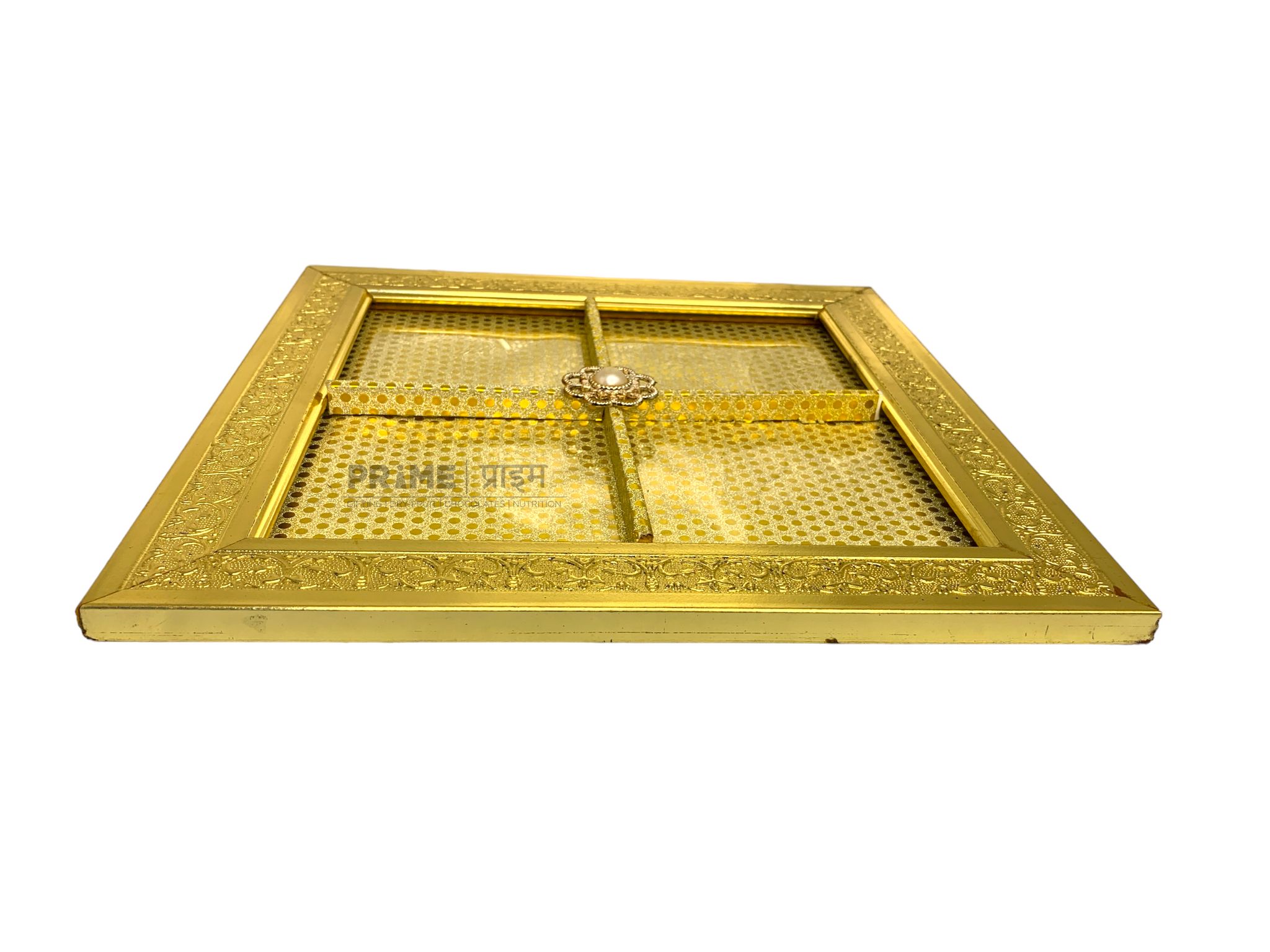 Pearl Accents Four Sectional Gold Tray