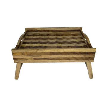 Chevron Pattern Wooden Foldable Stand Tray