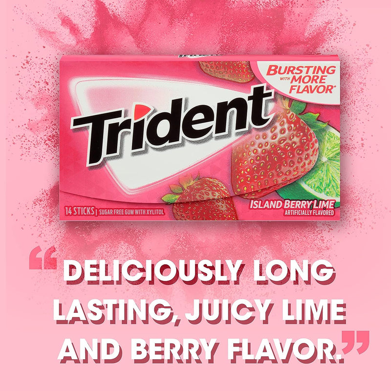 Trident Island Berry Lime Sugar Free Gum 14 Sticks