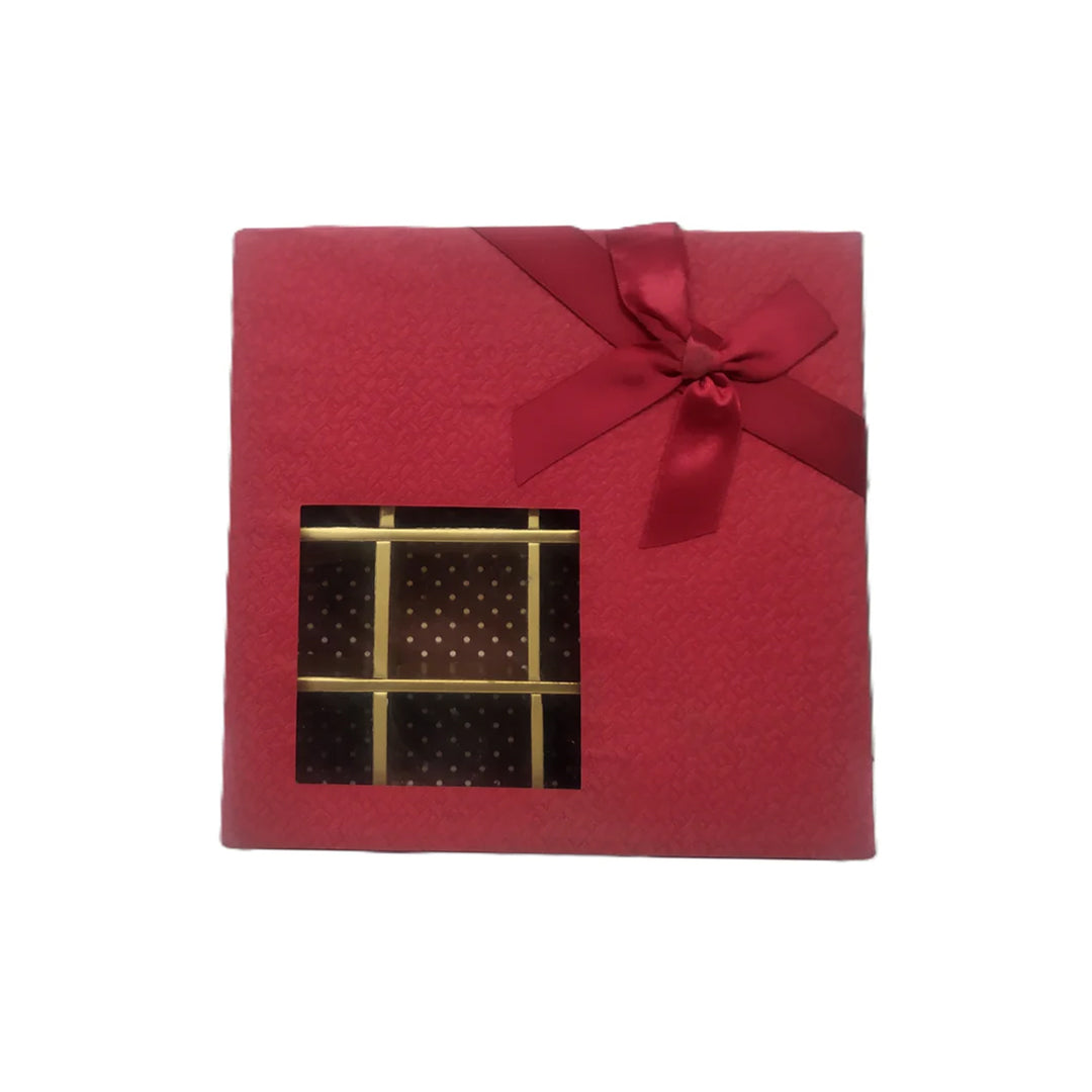 Red Ribbon Box with Transparent Display 16 Sections
