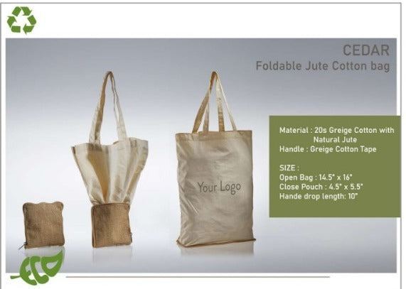 Oblique Cedar Foldable Jute Cotton Bag: 1N