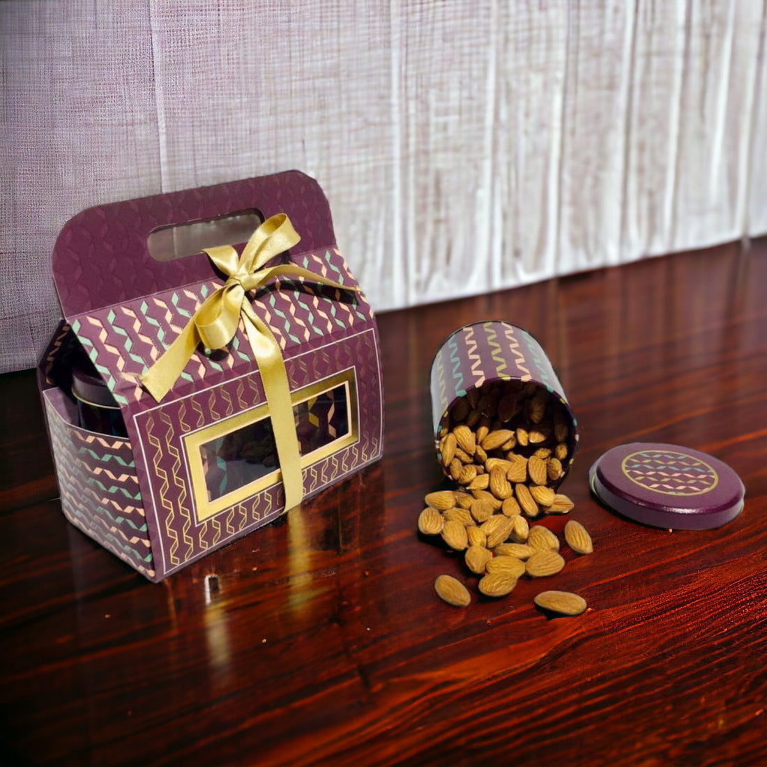 Cherish Paper Box With Handle Rectangular (18x10x13cm) With 2 Jars Useful for Dry Fruit Gifting