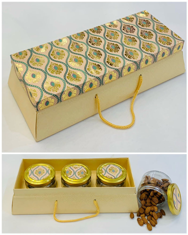 RectanglePremium Janmat Dryfruits Box with Handle:3 Jars