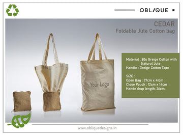 Oblique Cedar Foldable Jute Cotton Bag: 1N