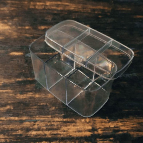 Oval Transparent Crystal Box with Three Partitions (12cmx6.5cmx7 cm): 1 Nos