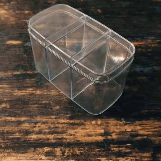 Oval Transparent Crystal Box with Three Partitions (12cmx6.5cmx7 cm): 1 Nos