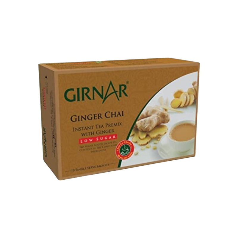 Girnar Instant Tea Premix Ginger Chai Low Sugar 10 Sachets - Box