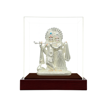Radha Krishna Figurine in Crystal Clear Showcase