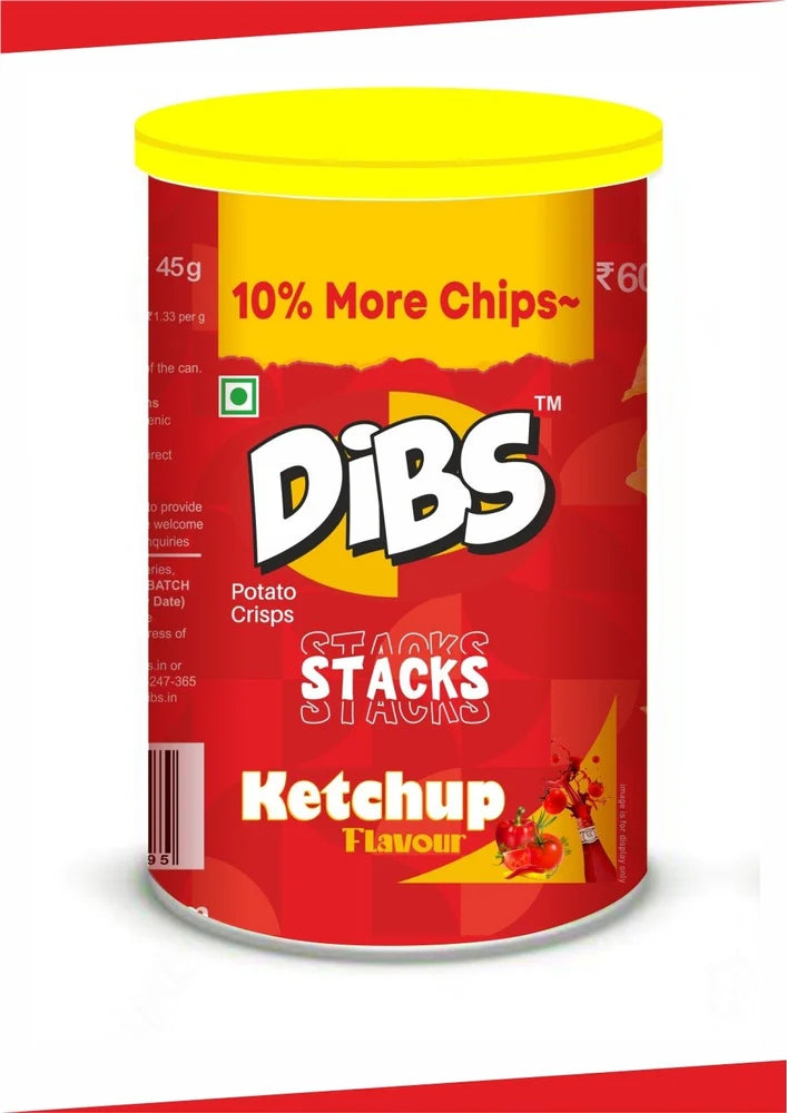 Dibs Stacks Potato Crisps Stackable Chips Ketchup Flavour 45g