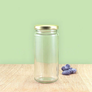 Round Bamboo Glass Jar 53mm Lug 200ml