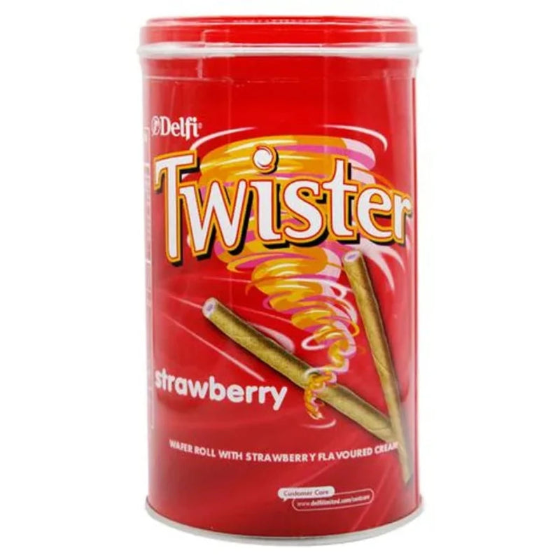 Delfi Twister Wafer Rolls Strawberry 320g - Tin