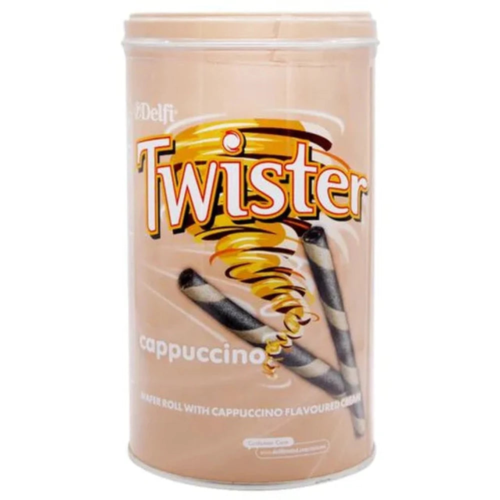 Delfi Twister Wafer Rolls Cappuccino 320g - Tin