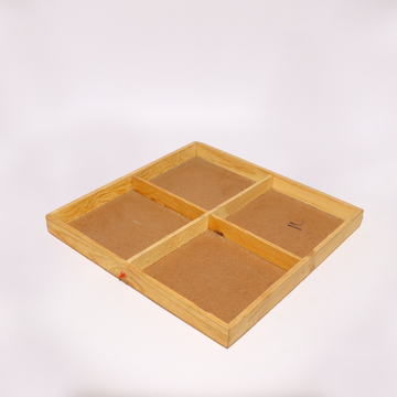 Square Four Partition Hardwood Basic Tray