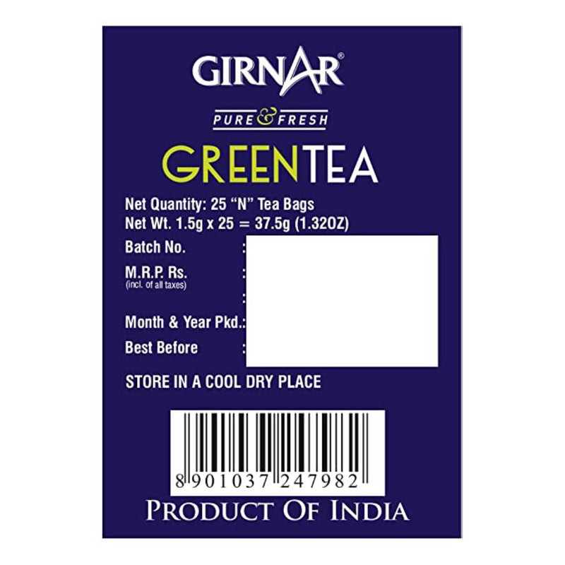 Girnar Green Tea Pure Fresh 25 Tea Bags - Box