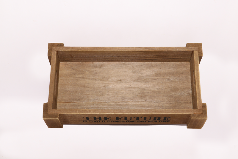 Rectangular Brown MDF Tray with Handle