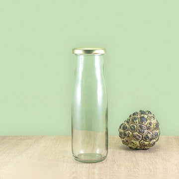 Round Bottle with Black Checkered Metal Lug Cap Glass Jar 53mm Lug 350ml