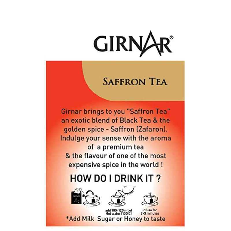 Girnar Black Tea Saffron 10 Tea Bags - Box