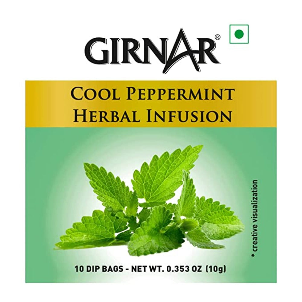 Girnar Green Tea Cool Peppermint Herbal Infusion 10 Tea Bags - Box