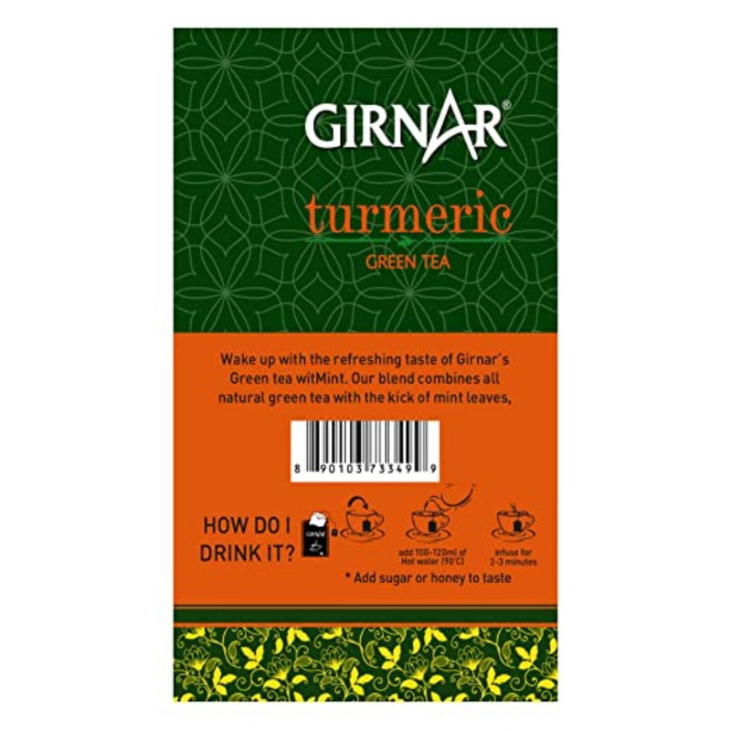Girnar Green Tea Turmeric 10 Tea Bags - Box